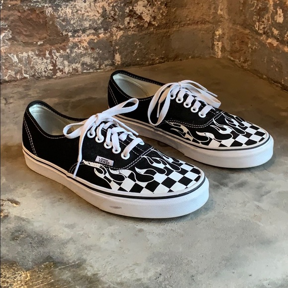 vans authentic checker flame